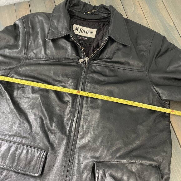 M. Julian Wilson’s Leather Thinsulate Black Jacket Winter Coat Men’s Large (IN) - Picture 5 of 11